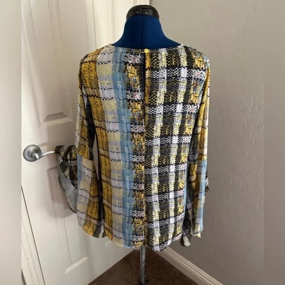 Project Runway Multi-Color Top with Trumpet Sleeves - Picture 4 of 5